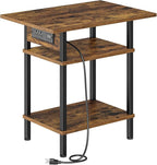Asgolion Side Table with Charging Station, Skinny Nightstand with USB Ports and by Asgolion