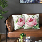 Peony Flower Pillow Covers 18x18 Set of 2, Floral Throw Pillow Covers Outdoor - Image 3