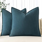 MIULEE Decorative Linen Pillow Covers 20x20 Inch Blue | Boho Farmhouse​ by MIULEE