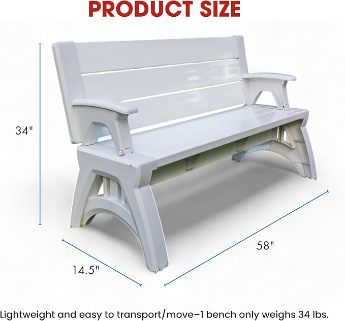 Convert-a-Bench 2-in-1 Outdoor Bench & Picnic Table - Image 2