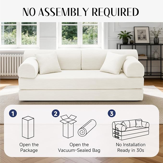 79'' Convertible Sofa Bed, 6 in 1 Folding Floor Futon Couch Sleeper - Image 7
