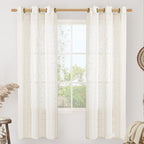 Cream Linen Curtains 72 inches Long by LAMIT