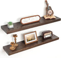 Floating Shelves for Wall Decor, 8 Inch Deep Rustic Solid Elm Wood Floating by FLYJOE