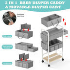LIDTOP 2In1 Diaper Caddy & 4-Tier Rolling Diaper Cart, Diaper Caddy Organizer - Image 3