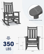 KINGYES Oversized Outdoor Rocking Chair Set of 6, All-Weather Patio Rocking - Image 3