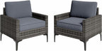 Jing's Villa 2-Piece Outdoor Sectional Single Chair Set, All-Weather Wicker by JingsVillaOutdoorFurniture