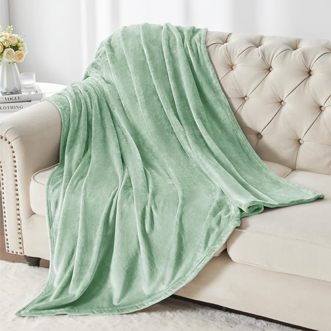BEDELITE Fleece Blanket Soft Plush King Bed Blanket Mint Green 108"x90" | Ultra - Image 5