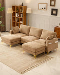 Karl home 99.6" Sectional Sofa, U-Shaped Chenille Upholstered Couch by Karlhome