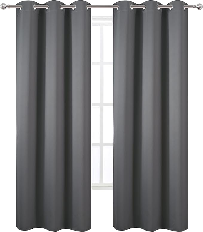 Grey Thermal Blackout Curtains/38 x 84 Inch/Set of 2 Panels Room Darkening - Image 2