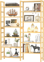 Homykic Double Wide Bamboo Bookshelf, 6-Tier Large Open Bookcase by Homykic