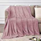 BEDELITE 3D Ribbed Berry Purple Fleece Twin Blanket - Image 2