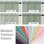 Kitchen Curtains 24 Inch Length Tier 2 Pieces, Sage Green Sheer Curtain Solid - Image 5