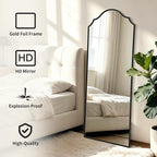Besdomus Scalloped Full Length Mirror: 21"x56" Black Arched Floor Mirror - Image 2