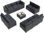 Aoxun Patio Furniture Set, 11 Piece Outdoor Sectional Sofas - Image 8