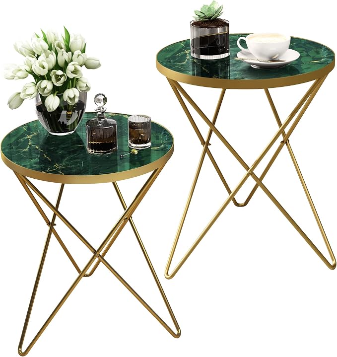 HLR Modern Round Side Table Set of 2, End Table by HomeDeservesaRelaxLiving