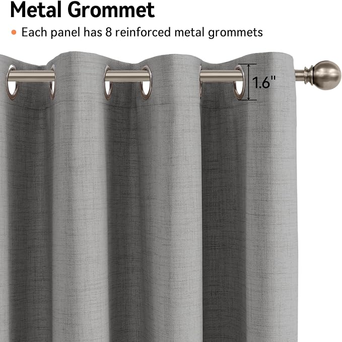 100% Blackout Linen Textured Curtains 96 Inch Long, Light Blocking, Thermal - Image 5