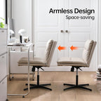 EMIAH Armless Office Desk Chair No Wheels PU-Padded Vanity Mid-Back Ergonomic - Image 7