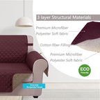 U-NICE HOME 4 Seater Sofa Cover 91''Large Couch Cover, Burgundy/Tan | Washable - Image 4