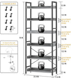 HCHQHS 6 Tier Bookshelf, Adjustable Industrial Bookcase, Vertical Tall Book - Image 3
