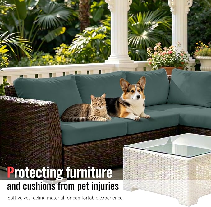 8Pcs Outdoor Cushion Covers, Stretch Patio Furniture Couch Chair Slipcovers | - Image 4