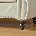 LEVNARY Leather Sofa, Chesterfield Tufted Upholstered 2 Seater Couch, Modern - Image 5
