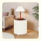 PINPLUS Ottoman with Stroage Round Boucle Ottoman and Tray Sherpa Removable - Image 2