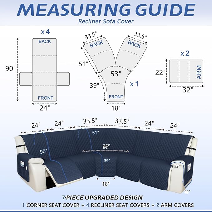 Arfntevss Recliner Sectional Couch Covers 1OO% Waterproof L Shape Sofa Cover - Image 2
