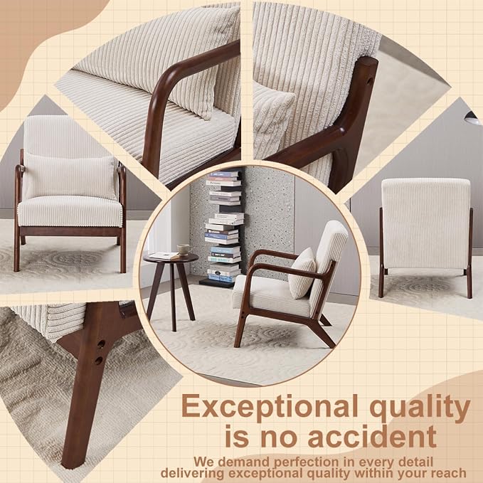 Mid-Century Accent Chair & Coffee Table Set, Vintage Style - Image 6