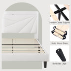 Feonase Full Bed Frame with Charging Station, Velvet Upholstered Platform - Image 6