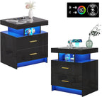 WOOVIVS Night Stand Set 2 with USB/Type-C/Wireless Charging Station, Blakc - Image 9