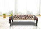 LR Home Upholstered Bench for Bedroom End of Bed |Southwestern Vintage Ottoman - Image 2