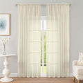 Cream Sheer Curtain 90 Inches Long 2 Panels Set, Solid Filmy Drapes by OWENIE