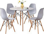 5-Piece Round Dining Table Set, Small 35.5" Kitchen Table Chairs Set of 4 Space by LECAFURHL