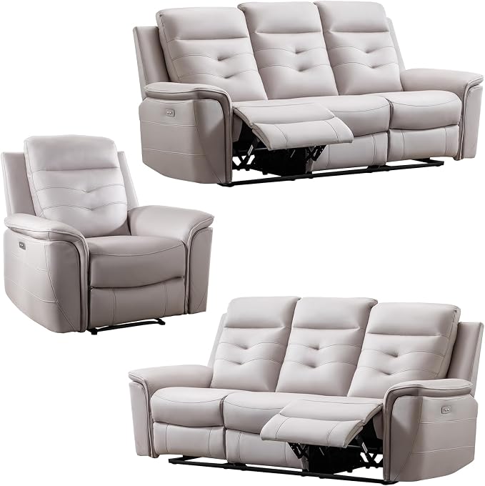 ANJ 3-Piece Faux Leather Power Recliner Sofa Set - Image 8