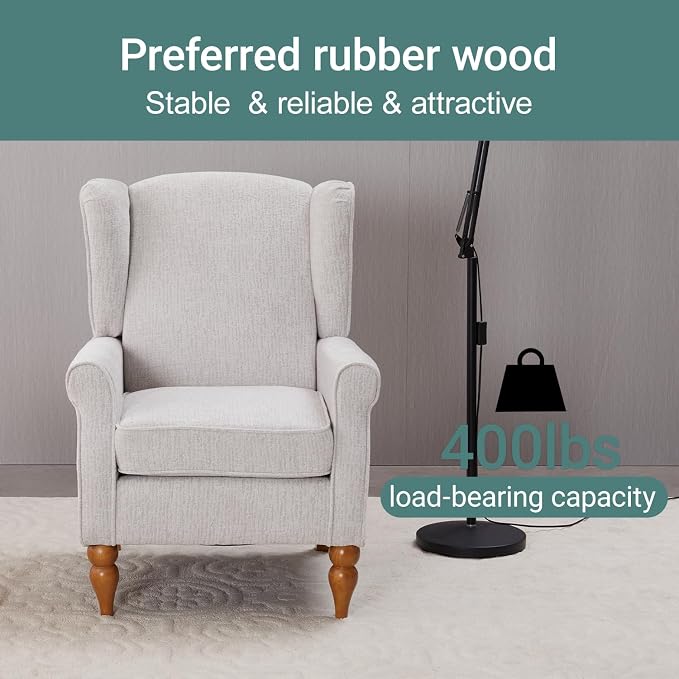 Coffee Table & Armchair Set, High-Back Wingback Chair - Image 6