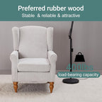 Vintage Style Wingback Chair and Coffee Table Set Solid Wood Frame Beige Fabric - Image 6