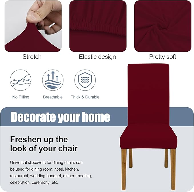 BIETYONE Stretch Dining Chair Covers Set of 4, Soft Removable Washable Kitchen - Image 3