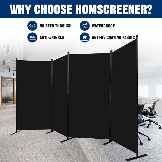 Room Divider 6FT Portable Room Dividers and Folding Privacy Screens, 4 Panel - Image 2