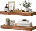 24x8x1.6 inch Floating Shelves Set of 2 – Solid Wood Rustic Brown Wall Mounted by YLYHSST