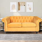 Mid-Century 2 Seater Sofa, Velvet Loveseat - Image 6