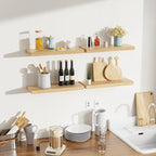 Bellsal Floating Shelves for Wall, Maple Wood Wall Shelf Set of 4, Living Room - Image 5