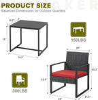 Flamaker 3 Pieces Wicker Patio Furniture Outdoor Modern Rattan Chair - Image 5