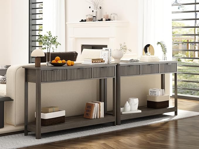 RUSTOWN Fluted Wood Console Table - Image 9