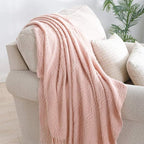 BOURINA Pink Throw Blanket 50x60 Inches Throw Textured Solid Soft Sofa Throw - Image 2