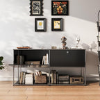 Modern Storage Cabinet Black F Versatile Free-Standing Organizer - Image 5