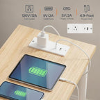 HOOBRO Side Table with Charging Station, Nightstand with 2-Layer Storage Shelves - Image 7