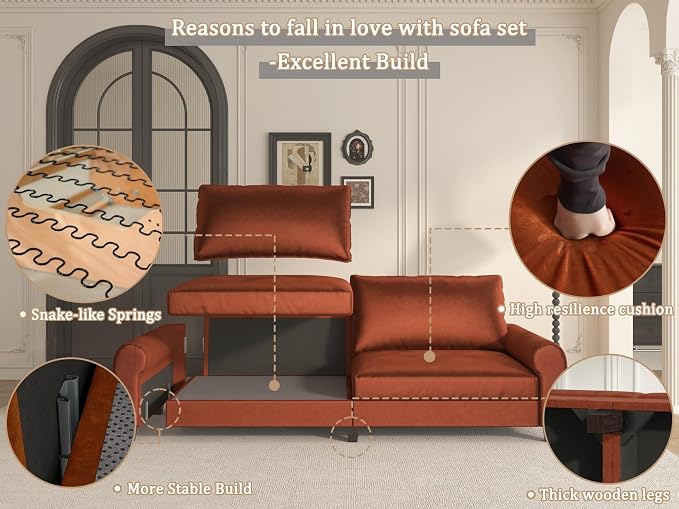 EASE MOOSE 88.5" Large Seat Velvet Loveseat Sofa, Modern Deep Seat Couches - Image 9