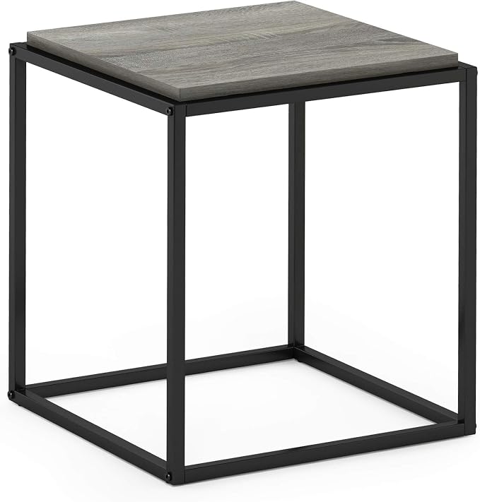 Furinno Moretti Cube Modern Stackable End Table Shelf, French Oak Grey - Image 4
