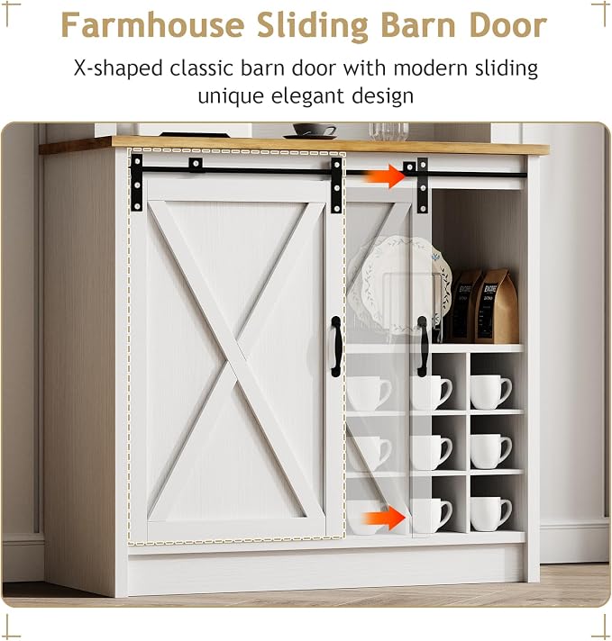 4ever2buy 72" Farmhouse Coffee Bar Cabinet - Image 4