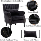 Accent Chairs Set of 2 with Arm Comfy Velvet Living Room Chair Mid-Century - Image 6